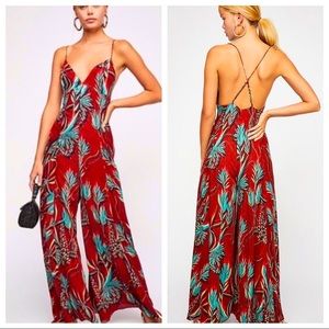 Free People Alissa Palm Leaf Prink Jumpsuit 2